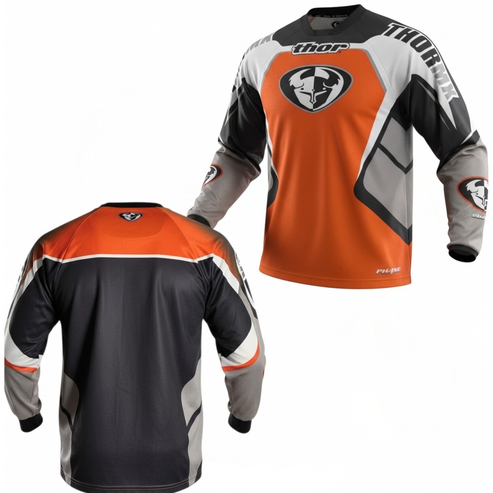 Thor Phase Motocross Jersey Mens Small Orange Black MX Dirt Bike Long Sleeve B27